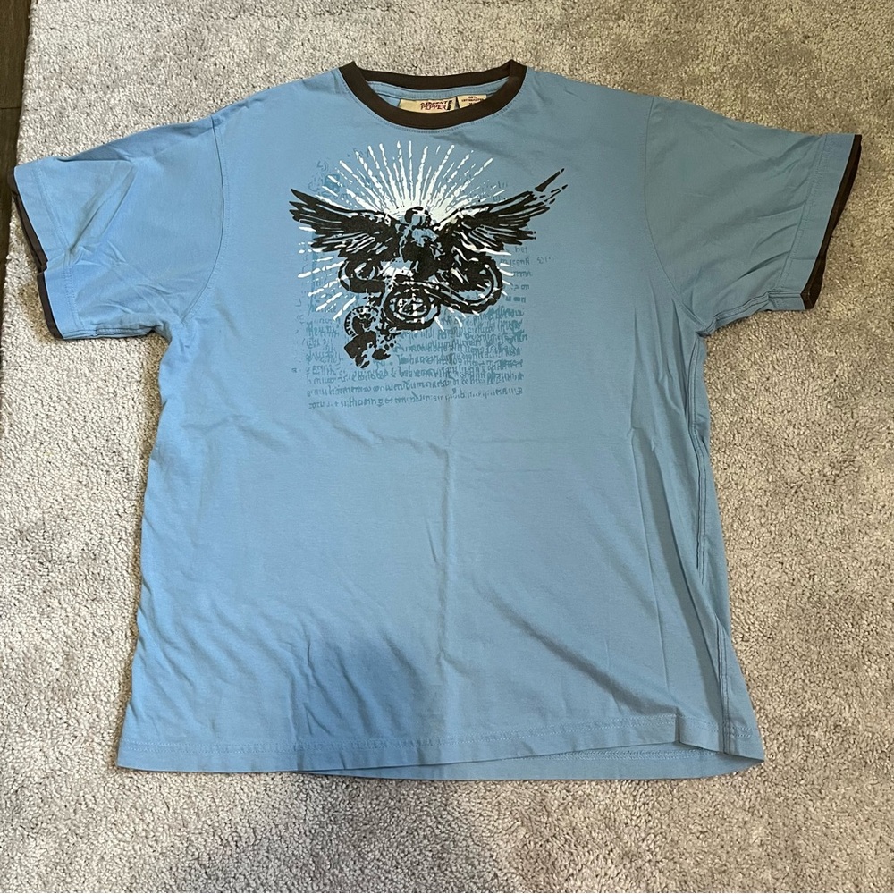 5/$25 Vintage Sargent Pepper Men's T Shirt Blue Y2k 100% Cotton M Medium